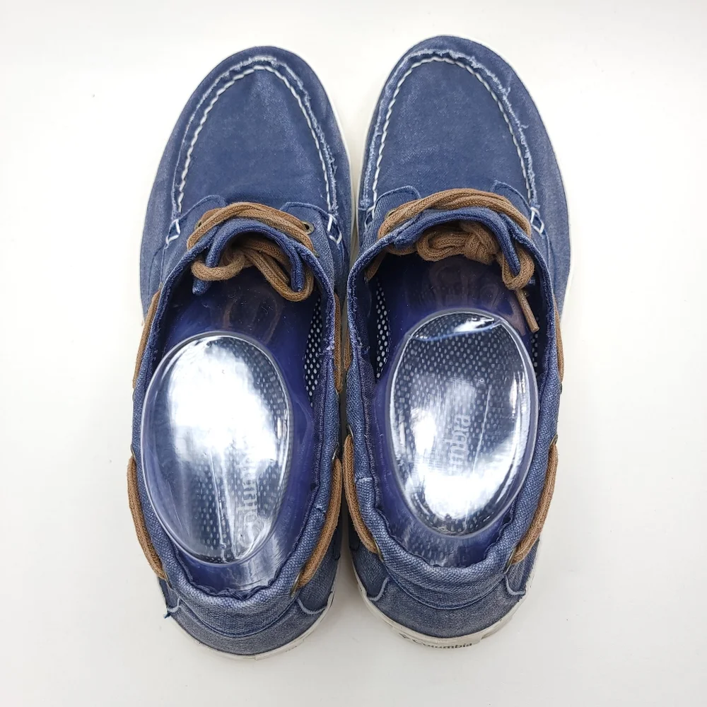 Columbia Shoes Mens 9.5 Navy Blue Canvas Comfort Walking Sneakers Vulc N Vent - Picture 4 of 7